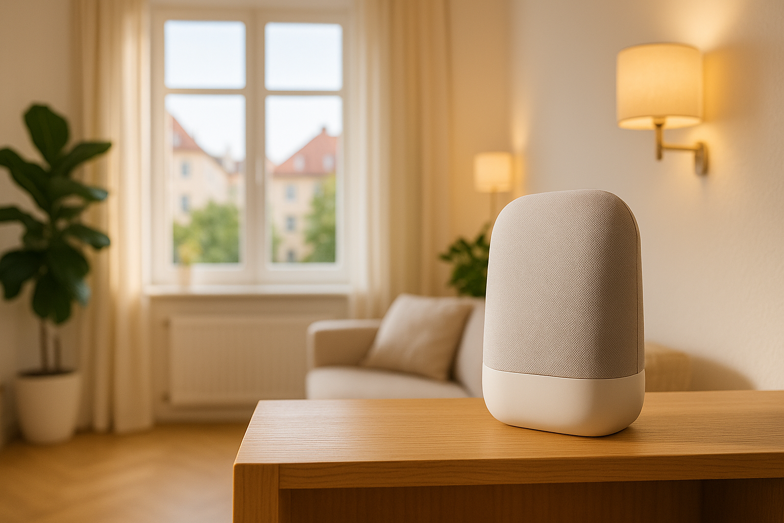 Smart Home Hub auf Regal – Herzstück der Heimautomation
