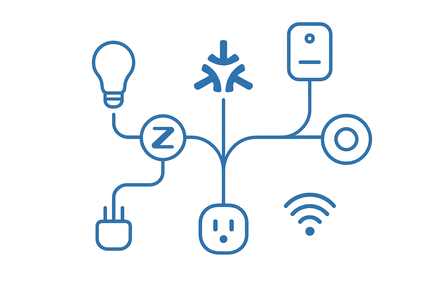 Smart Home Protokolle Zigbee Matter WiFi Vergleich – Netzwerk-Illustration