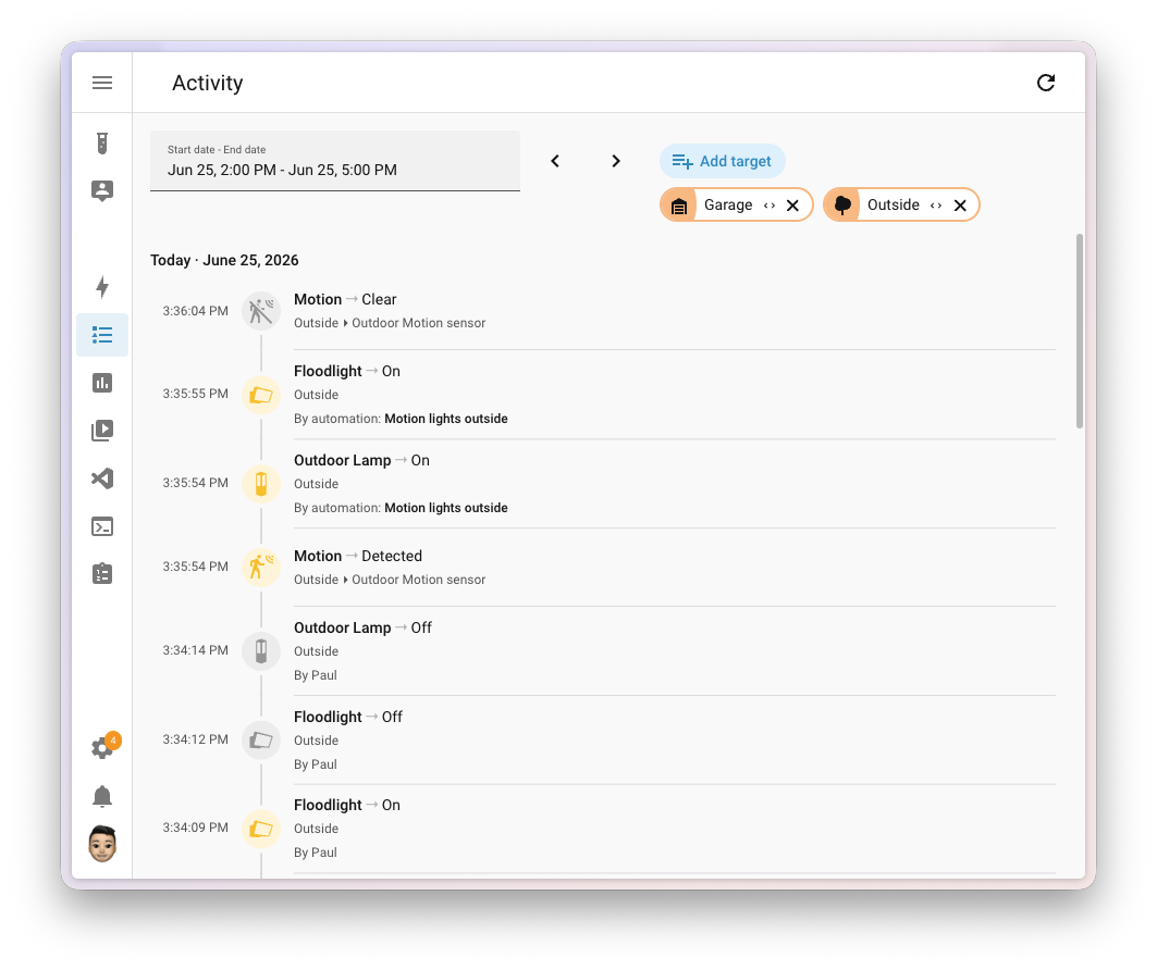Home Assistant 2026.7 Activity Timeline Aktivitätsprotokoll