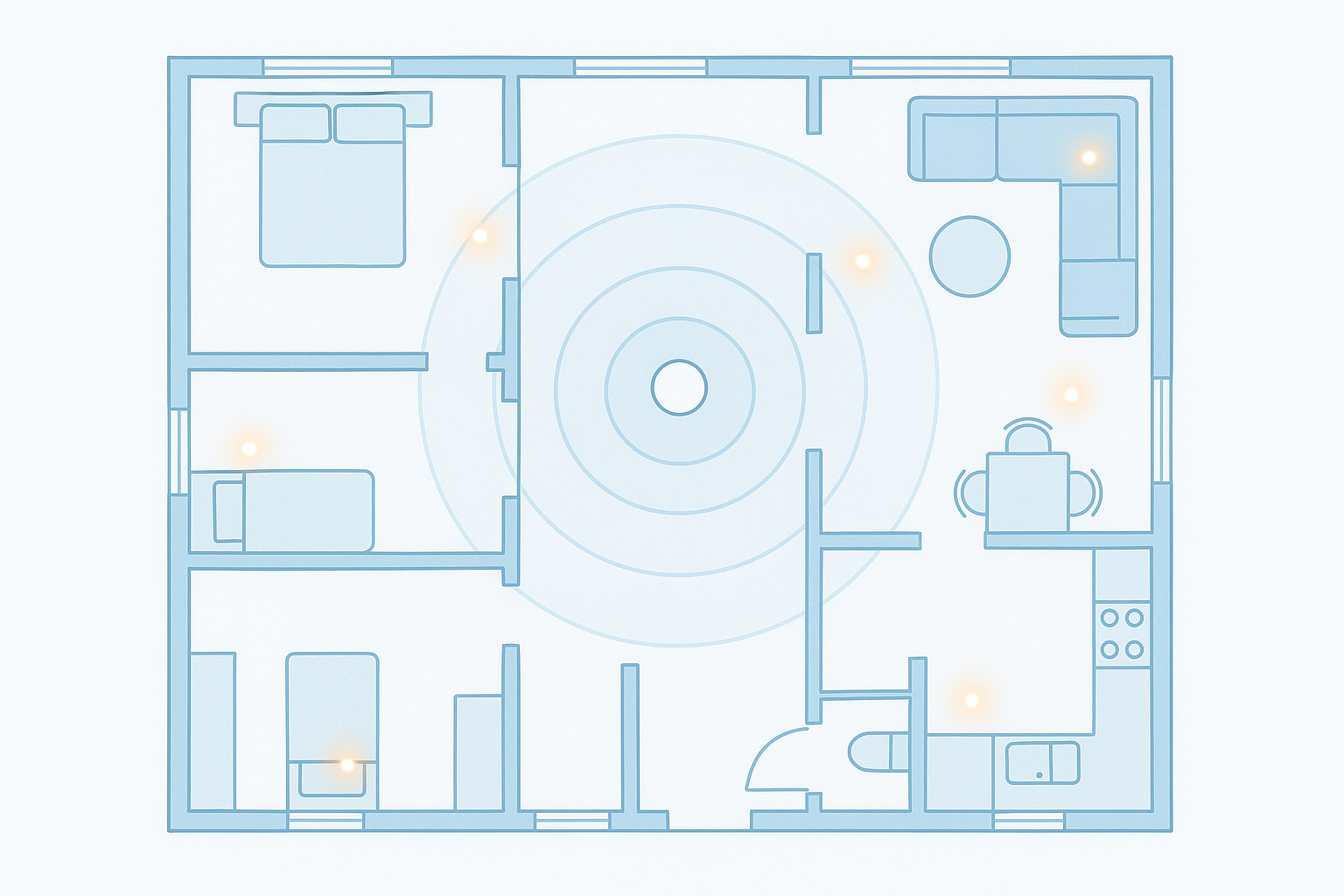 Zigbee Hub optimal in der Wohnung platzieren – Aufstellungsdiagramm