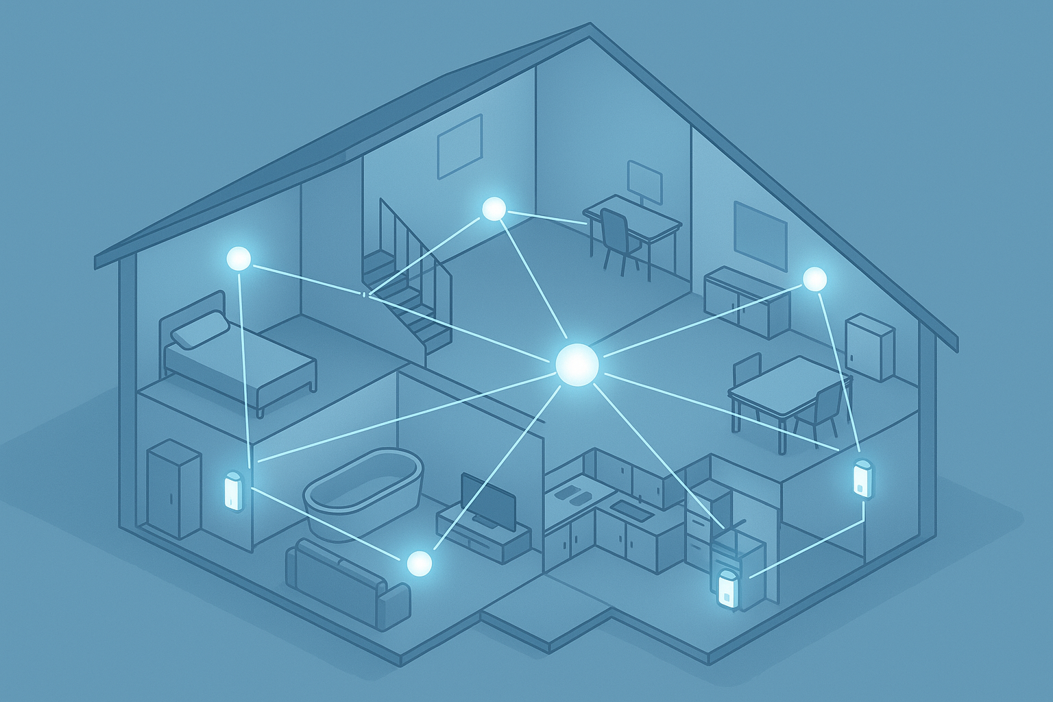 Zigbee Mesh-Netzwerk im Haus – Geräte verbinden sich gegenseitig