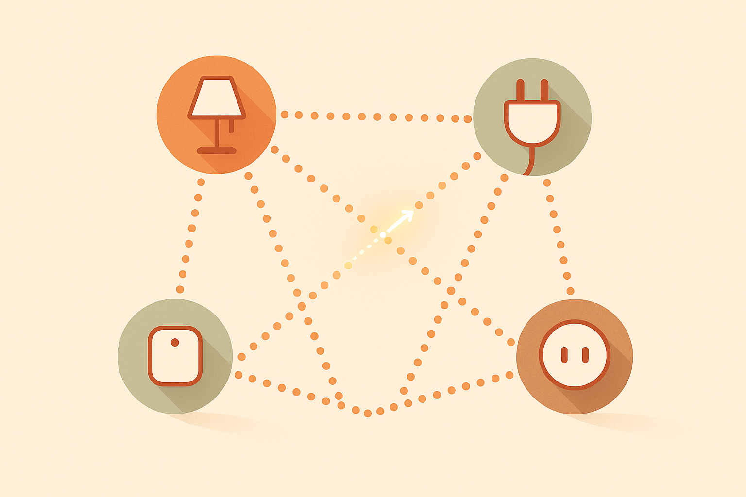Illustration: Zigbee-Mesh – smarte Geräte reichen das Funksignal untereinander weiter