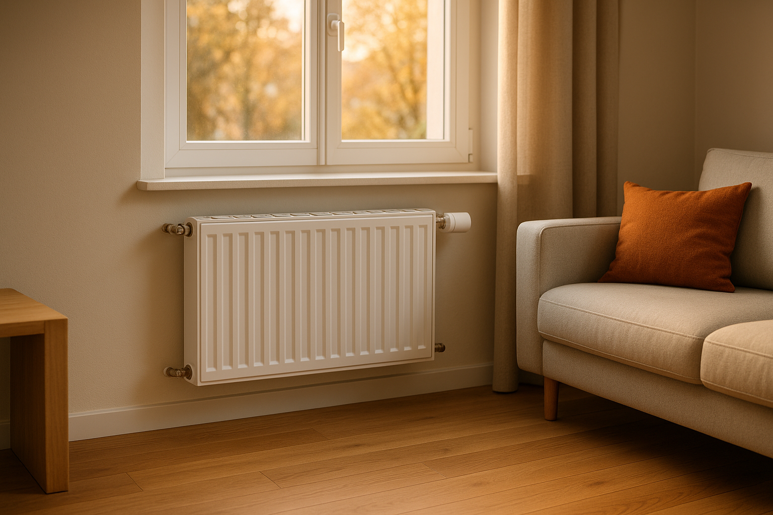Smarter Heizkörperthermostat von Homematic IP in einem modernen Wohnzimmer