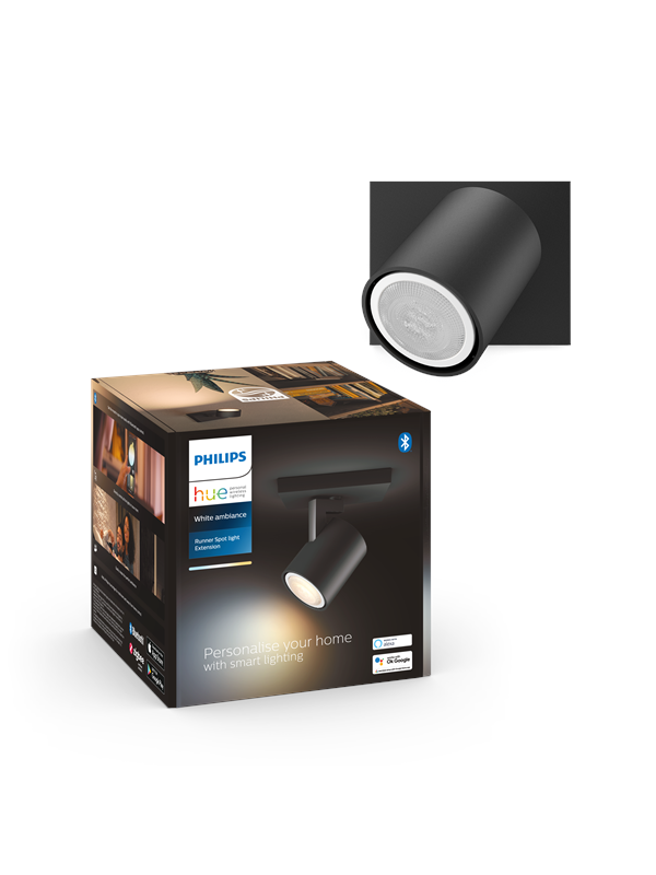 Philips Hue Runner Single Spotlight - Black - No Dimmer Switch