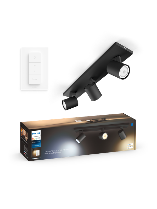 Philips Hue Runner Tripple Spotlight - Black - With Dimmer Switch